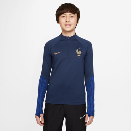 Sweat zippé junior Equipe de France Strike bleu or 2022