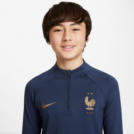 Sweat zippé junior Equipe de France Strike bleu or 2022