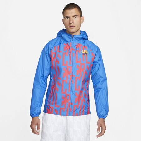 Veste imperméable FC Barcelone bleu rouge 2022/23