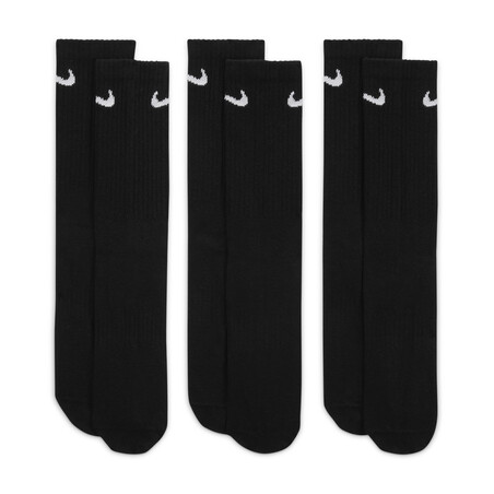 Lot 3 paires chaussettes entraînement Nike Crew Everyday noir blanc