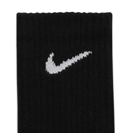 Lot 3 paires chaussettes entraînement Nike Crew Everyday noir blanc