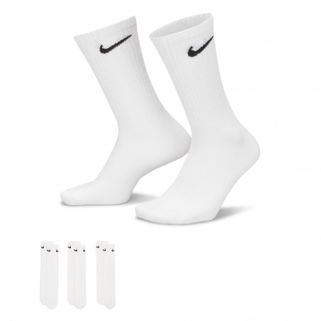 Pack 3 paires chaussettes Nike Everyday Crew mi-haute blanc