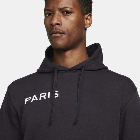 Sweat à capuche PSG noir blanc 2022/23
