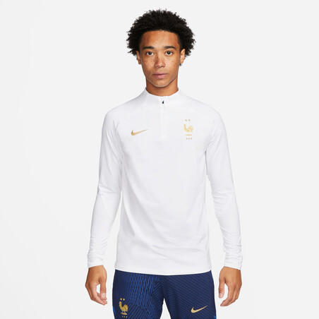 Sweat zippé Equipe de France blanc or 2022