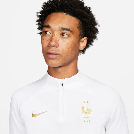 Sweat zippé Equipe de France blanc or 2022