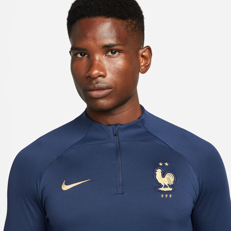 Sweat zippé Equipe de France Strike bleu or 2022