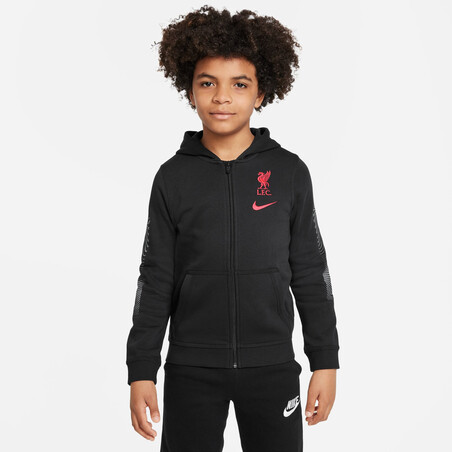 Veste survêtement à capuche junior Liverpool noir rouge 2022/23