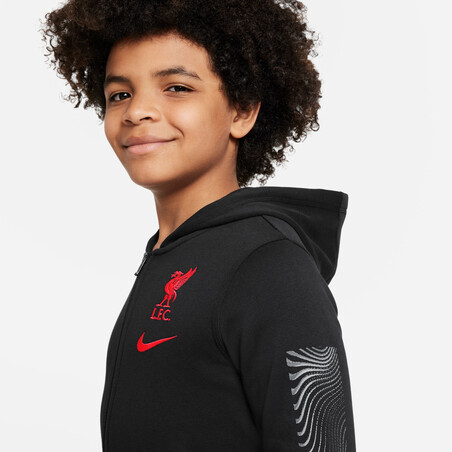 Veste survêtement à capuche junior Liverpool noir rouge 2022/23