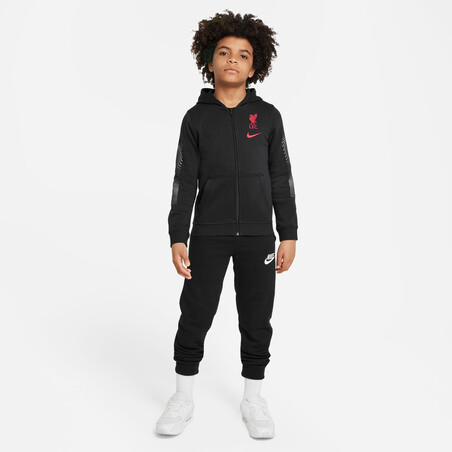 Veste survêtement à capuche junior Liverpool noir rouge 2022/23