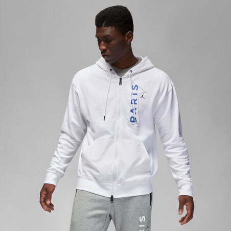 Veste survêtement PSG x Jordan Fleece blanc bleu 2022/23 sur