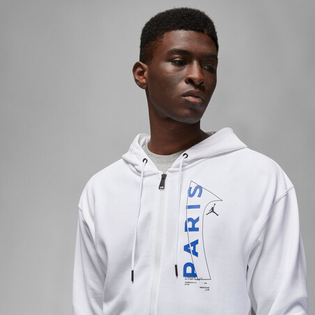 Veste survêtement PSG x Jordan Fleece blanc bleu 2022/23