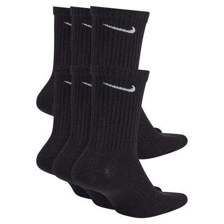 Lot 6 paires chaussettes entraînement Nike Crew Everyday noir blanc