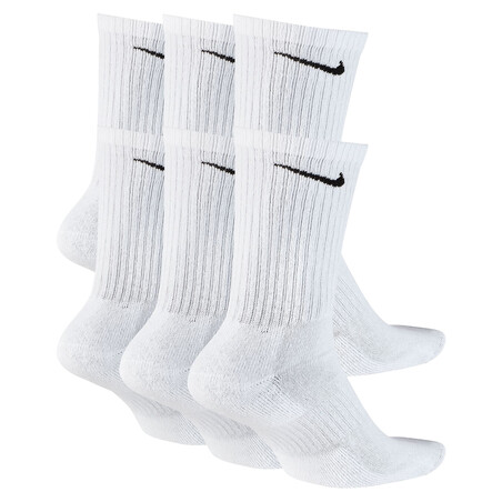 Lot 6 paires chaussettes entraînement Nike Crew Everyday blanc noir