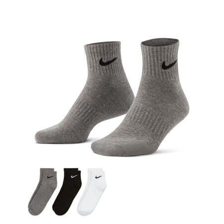 Lot 3 paires chaussettes entraînement Nike Everyday Cushioned gris blanc noir 