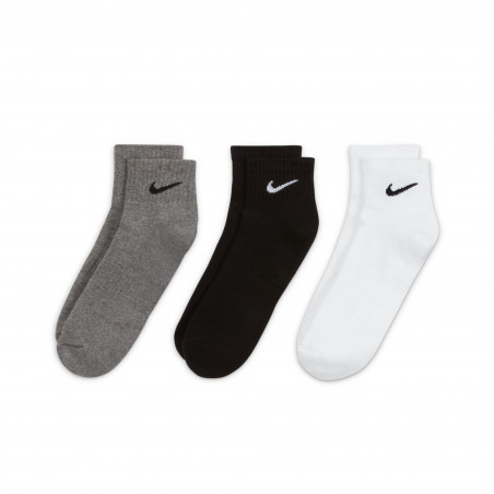 Lot 3 paires chaussettes entraînement Nike Everyday Cushioned gris blanc noir 