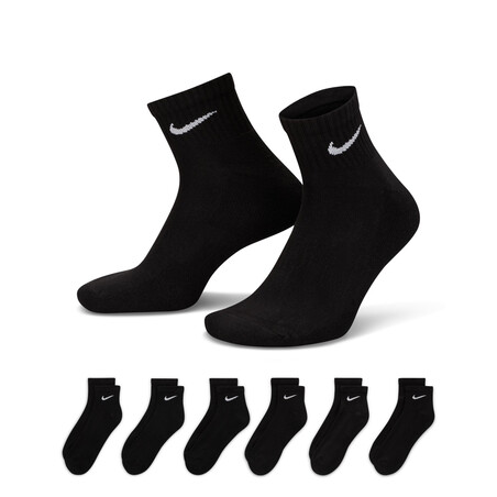 Lot 6 paires chaussettes entraînement Nike Everyday noir blanc