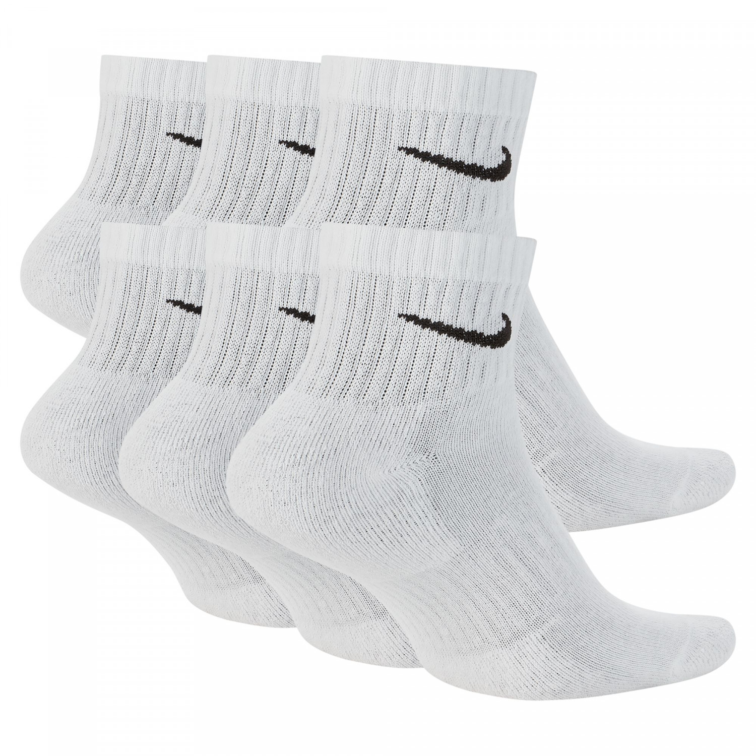 Lot 6 paires chaussettes entraînement Nike Everyday blanc noir sur