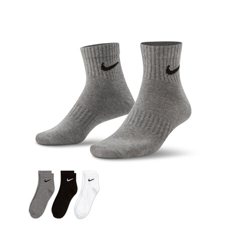 Lot 3 paires chaussettes entraînement Nike Everyday gris blanc noir