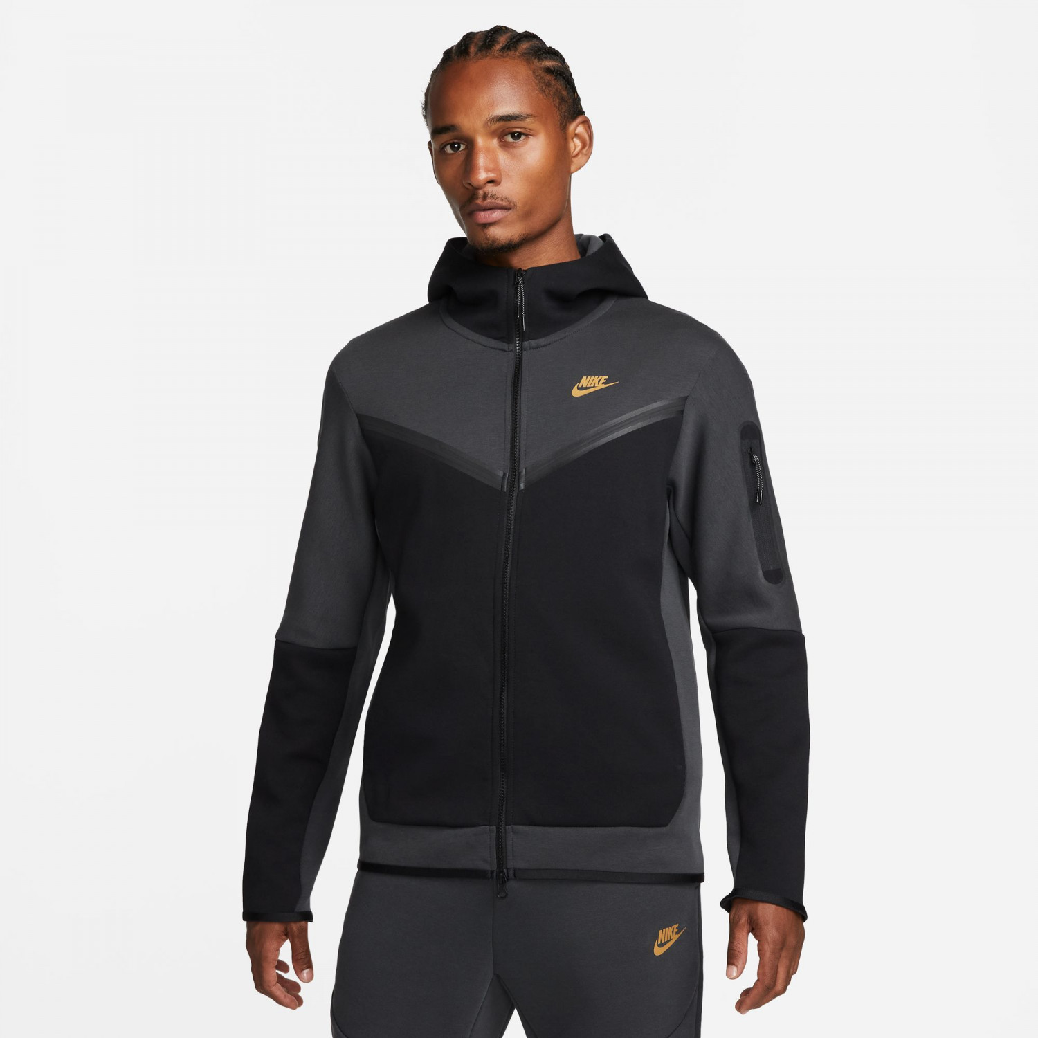 Veste survêtement Nike Tech Fleece gris or sur
