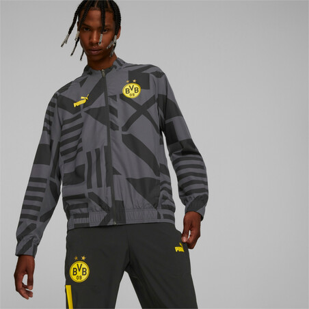 Veste avant match Dortmund noir jaune 2022/23