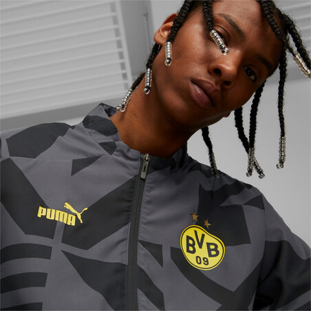 Veste avant match Dortmund noir jaune 2022/23