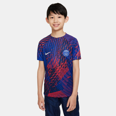 Maillot avant match junior PSG bleu rouge 222/23