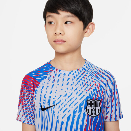 Maillot avant match junior FC Barcelone bleu rouge 2022/23