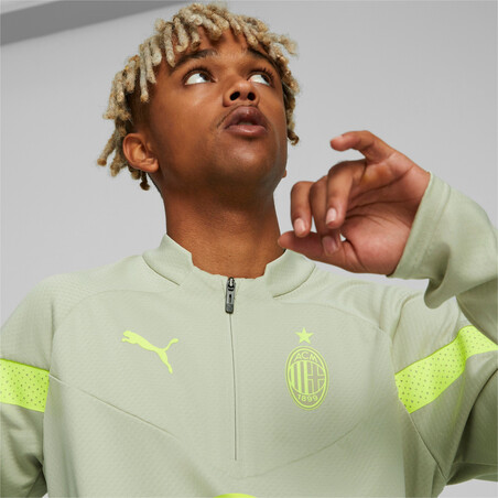 Sweat zippé Milan AC vert jaune 2022/23