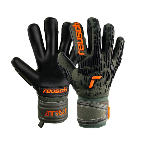 Gants gardien Reusch junior Attrakt Freegel Silver Finger Support vert orange