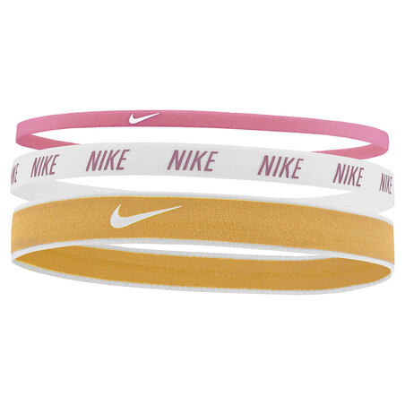 Pack 3 bandeaux élastique Nike rose blanc or