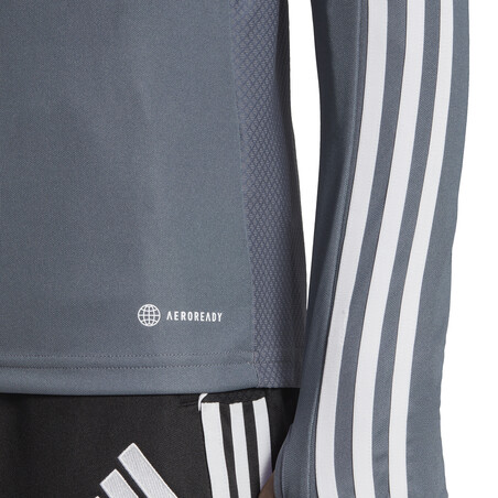 Sweat zippé adidas Tiro23 gris blanc