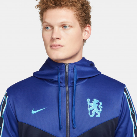 Veste survêtement à capuche Chelsea bleu noir 2022/23