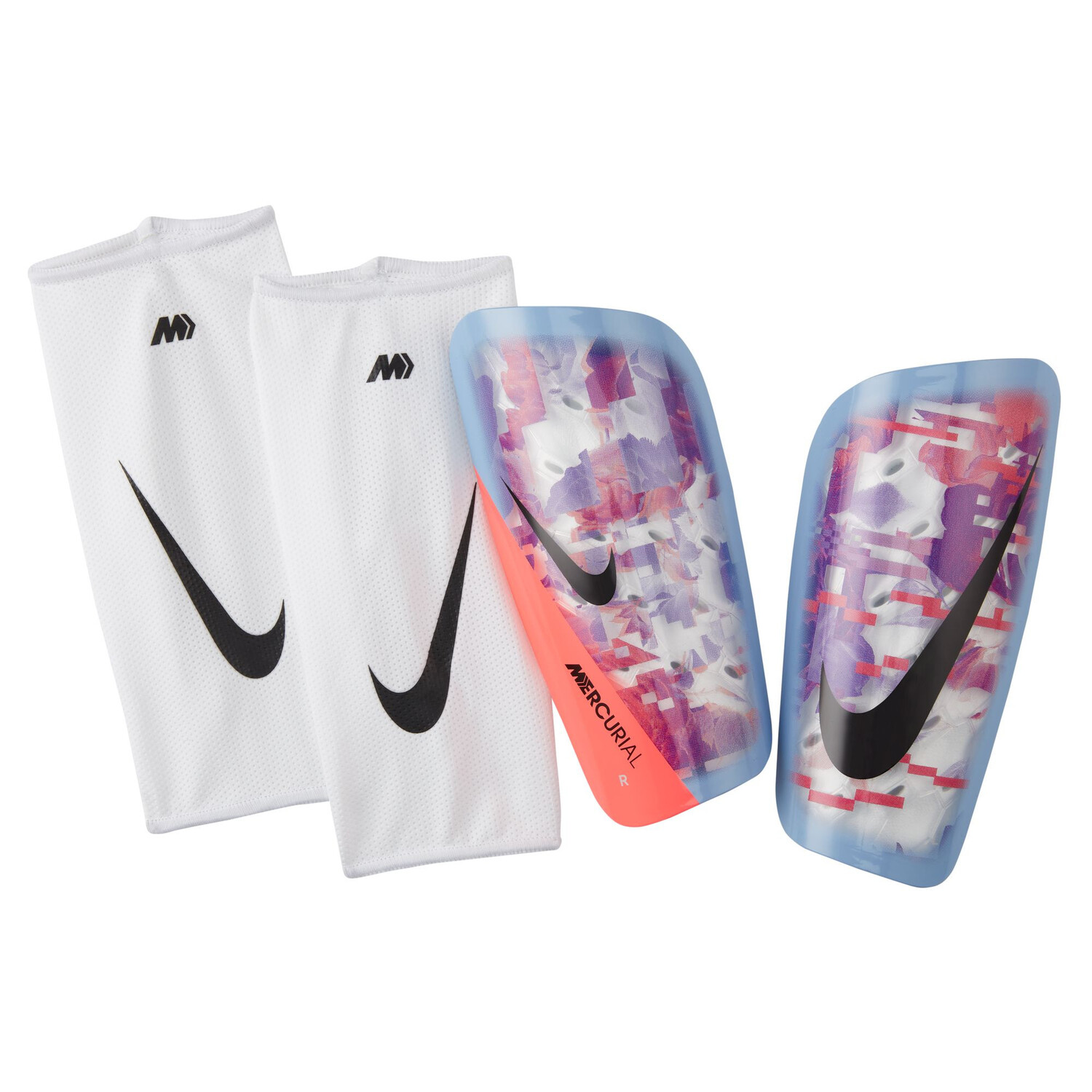 Protège tibias Nike Mercurial bleu rose sur