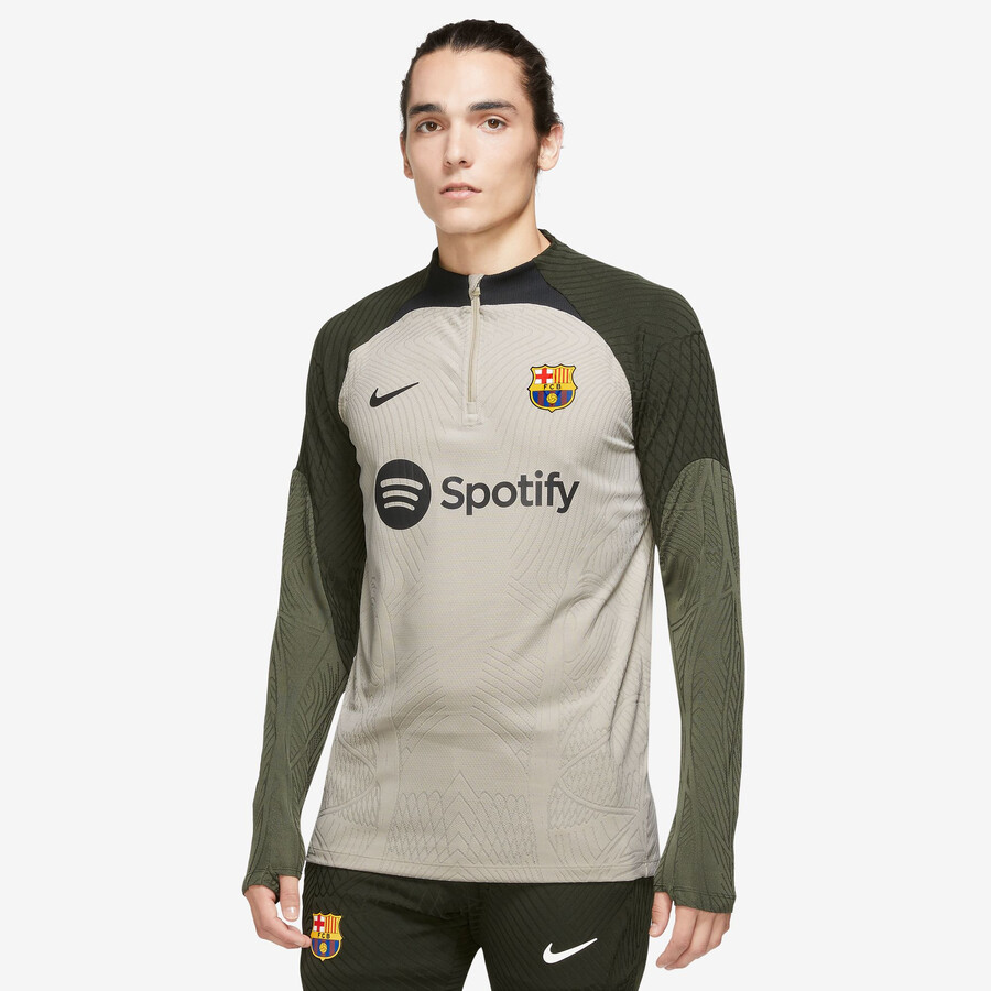 Sweat zippé FC Barcelone Strike Elite beige gris 2023/24