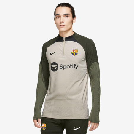 Sweat zippé FC Barcelone Strike Elite beige gris 2023/24