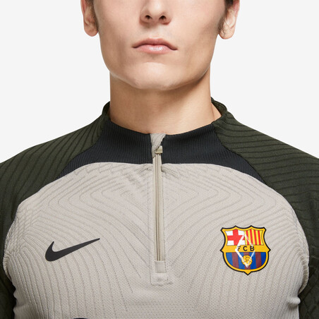 Sweat zippé FC Barcelone Strike Elite beige gris 2023/24