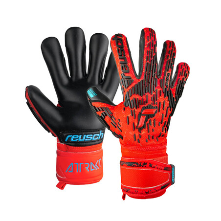 Gants gardien Reusch Attrakt Freegel Gold Finger Support rouge noir