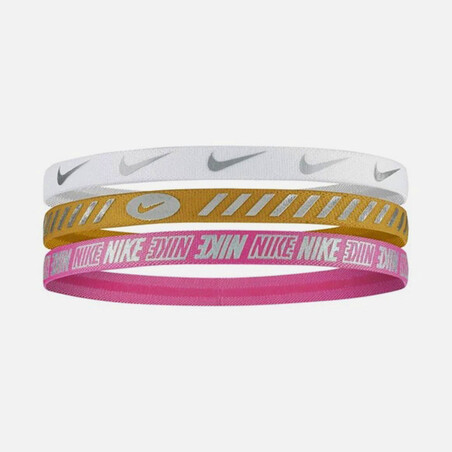 Pack 3 bandeaux élastiques Femme Nike rose or