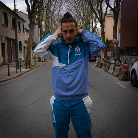 Sweat à capuche OM Woven bleu gris 2022/23