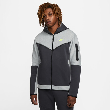 Veste survêtement Nike Tech Fleece gris jaune