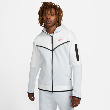 Veste survêtement Nike Tech Fleece blanc rose