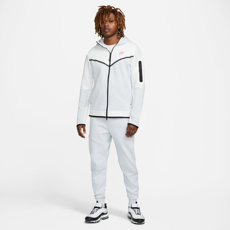 Veste survêtement Nike Tech Fleece blanc rose sur