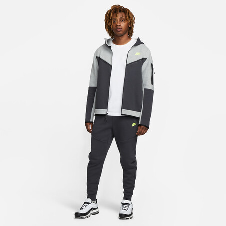 Pantalon survêtement Nike Tech Fleece gris jaune