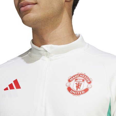 Sweat zippé Manchester United blanc rouge 2023/24