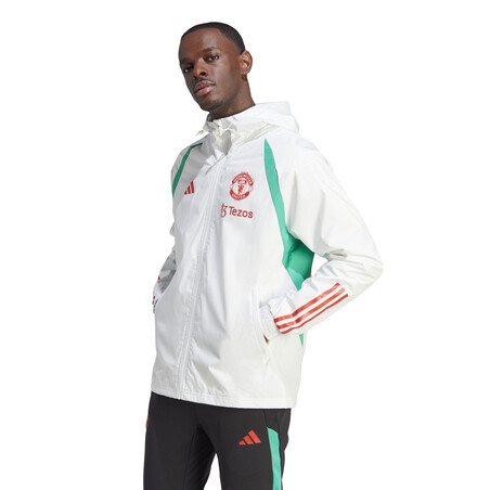 Veste survêtement imperméable Manchester United blanc vert 2023/24