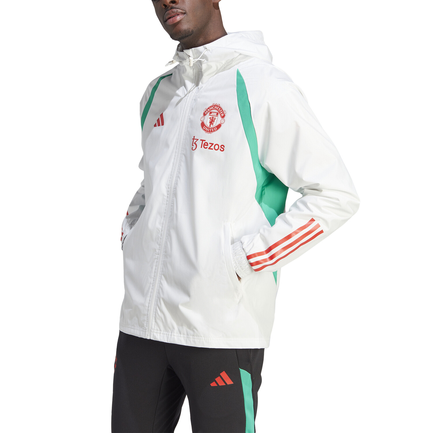 Veste survêtement imperméable Manchester United blanc vert 2023/24 sur
