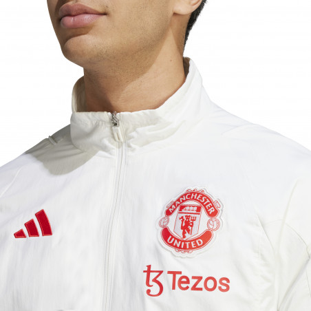Veste survêtement Manchester United woven blanc rouge 2023/24