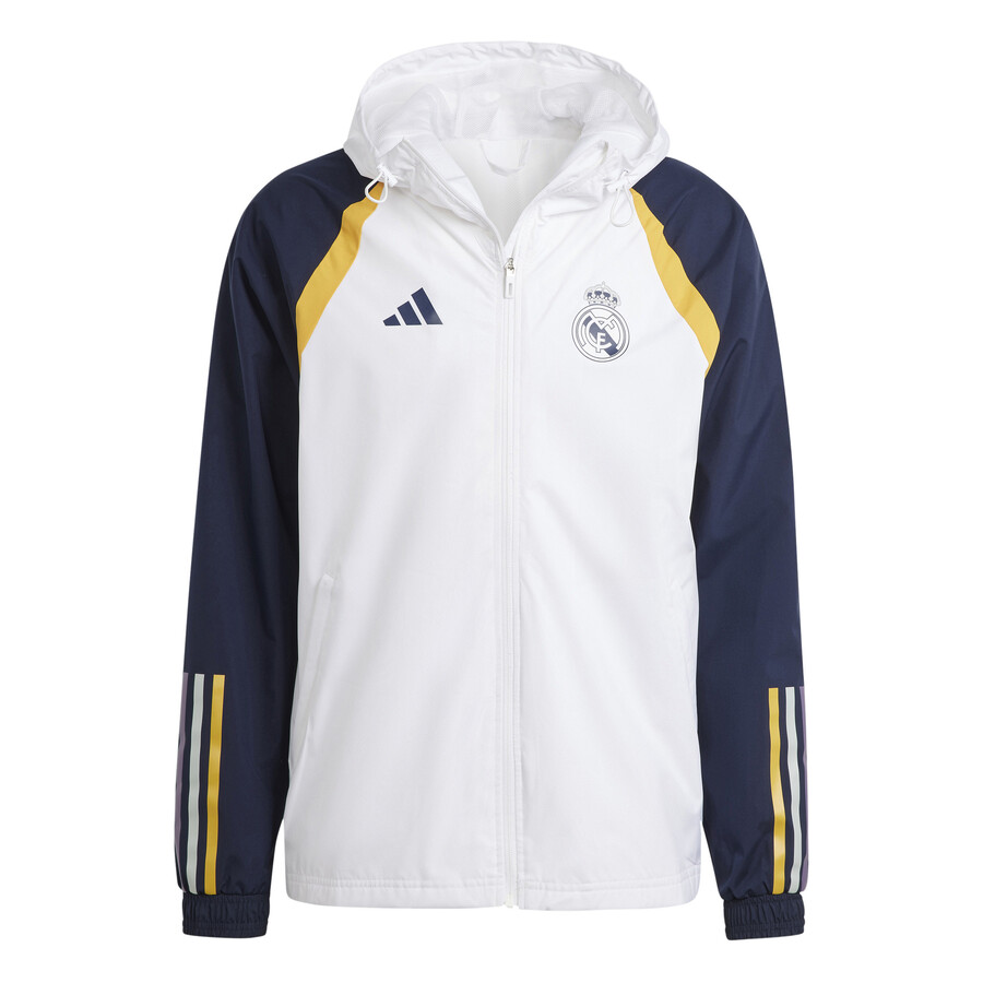 Veste impermeable Real Madrid blanc bleu 2023 24 sur Foot