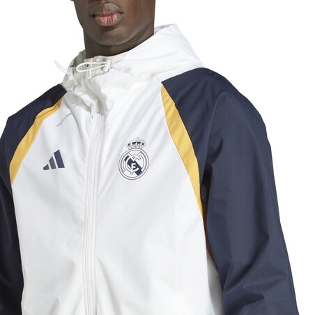 Veste imperméable Real Madrid blanc bleu 2023/24