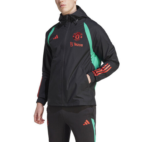 Veste survêtement imperméable Manchester United noir vert 2023/24